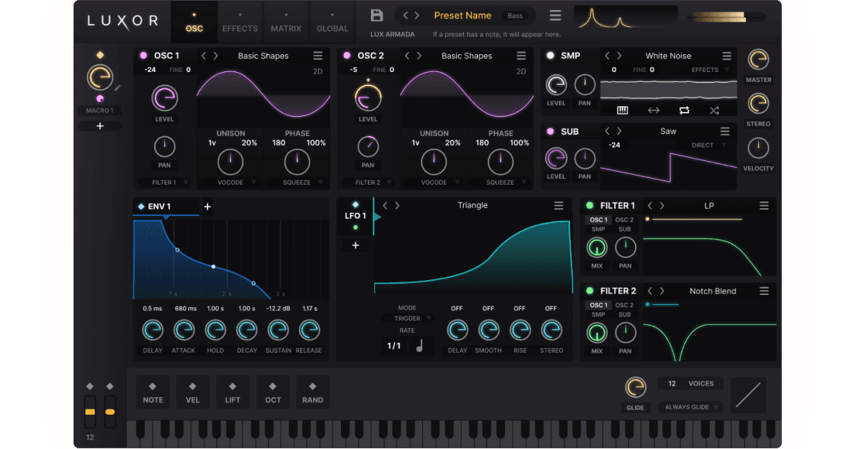 The LUXOR Synthesizer: A UI Showcase